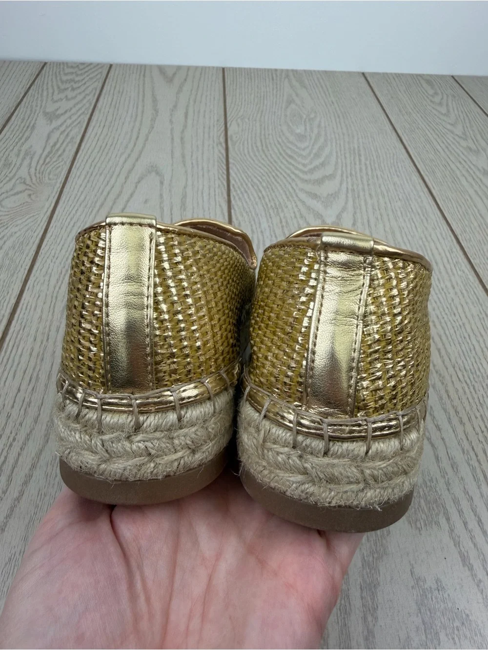 I.N.C. Women's Madilyn Slip-On Embellished Espadrille Flats 8M Gold Raffia $80